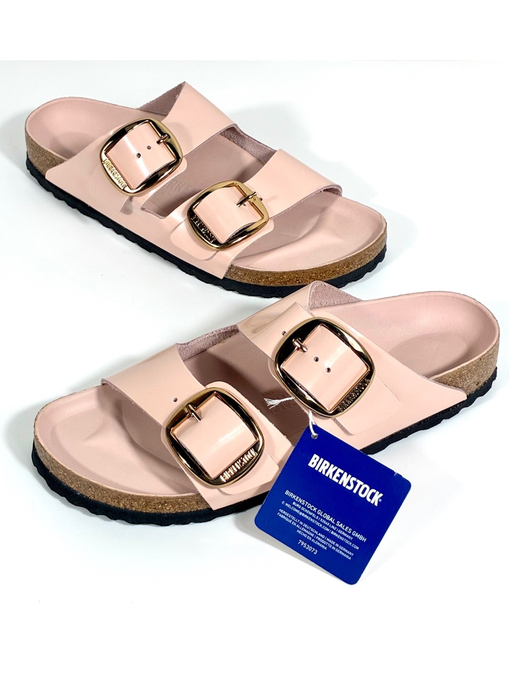 Birkenstock Arizona Big Buckle Natural Leather Patent High Shine Light Rose 40EU